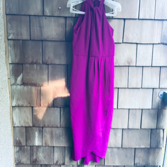 Julia Jordan Womens Knot-Neck Midi Tulip-Hem Halter Fuchsia Dress Size 8 - Picture 6 of 17